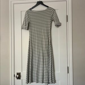 Ralph Lauren Striped Sage Green and White Midi Dress